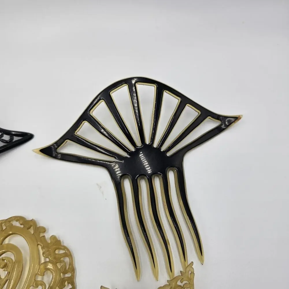 Lot of 5 Antique 1920s-1930s Celluloid Hair Combs Art Deco